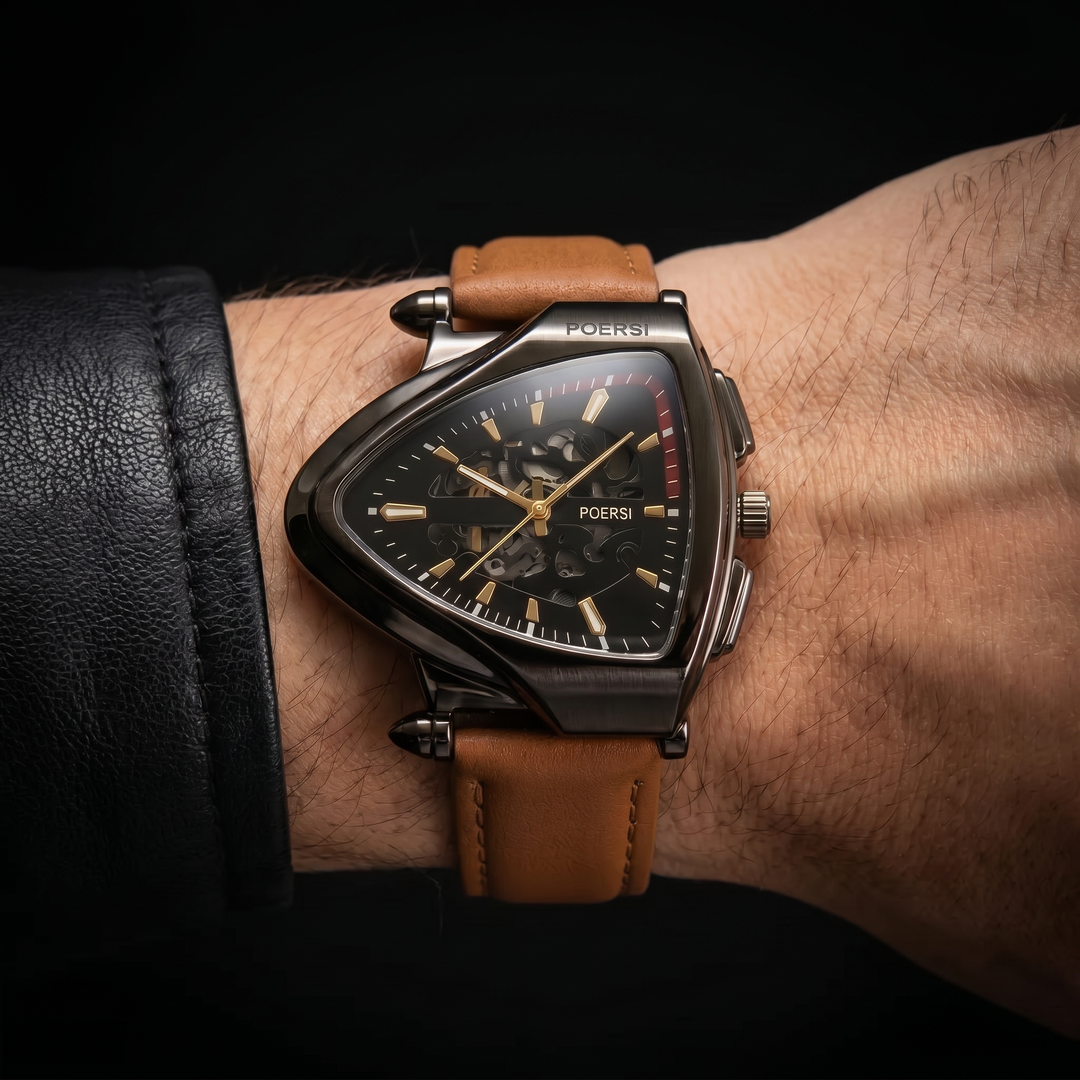Damián | Reloj de piel con caja triangular