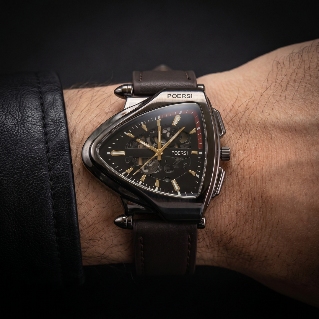 Damián | Reloj de piel con caja triangular