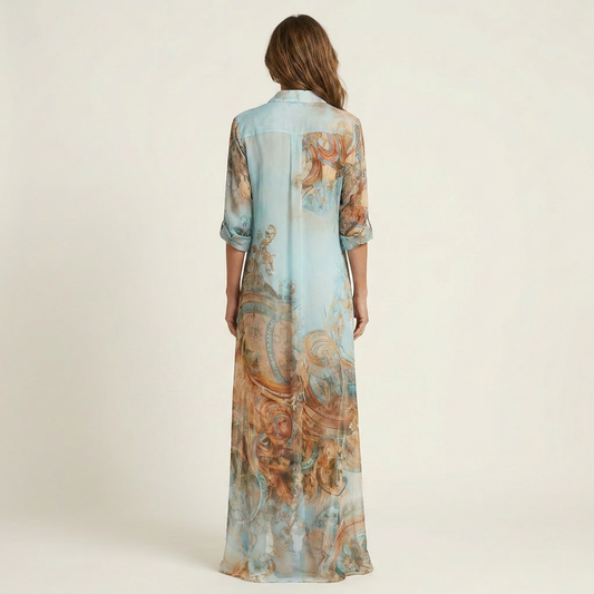 Carlota | Vestido camisero maxi de seda