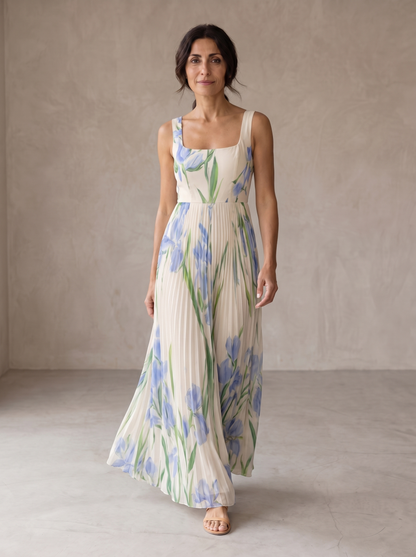 Ariadna | Vestido maxi de línea a con estampado floral