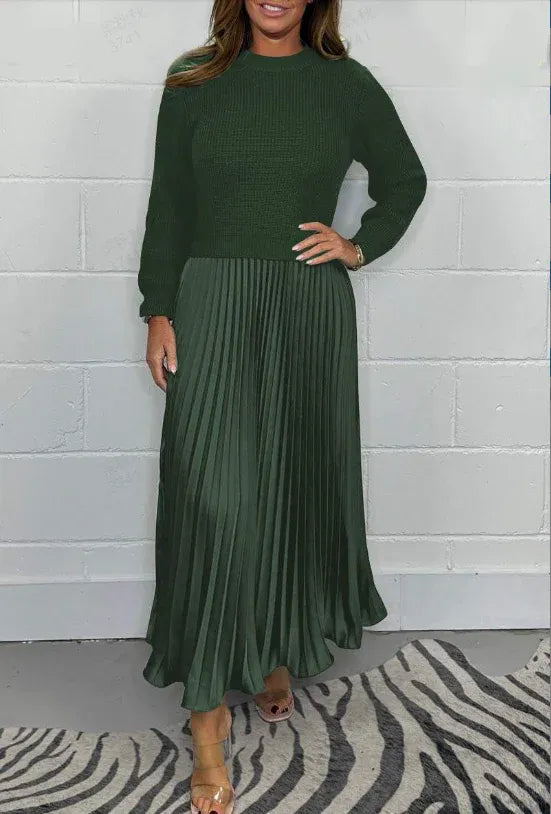 Claudia | Vestido maxi con suéter y falda plisada