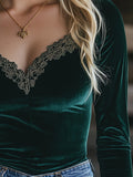 Julieta | Camisa de terciopelo con encaje