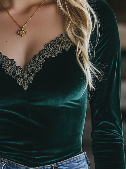 Julieta | Camisa de terciopelo con encaje