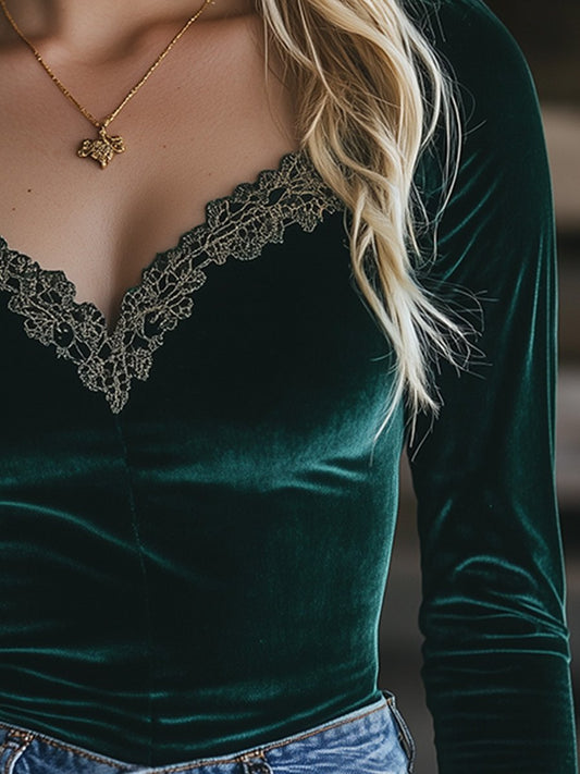 Julieta | Camisa de terciopelo con encaje