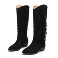Yaiza | Botas de gamuza con flecos y tacón grueso