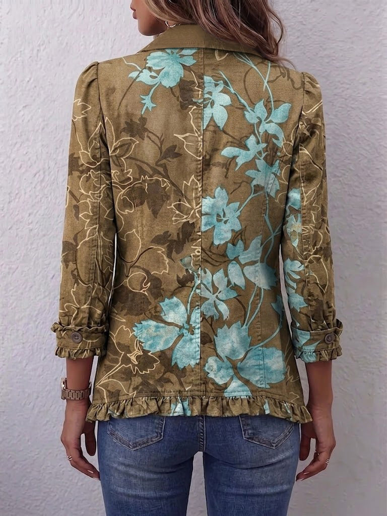 Soledad | Chamarra floral degradada con volantes