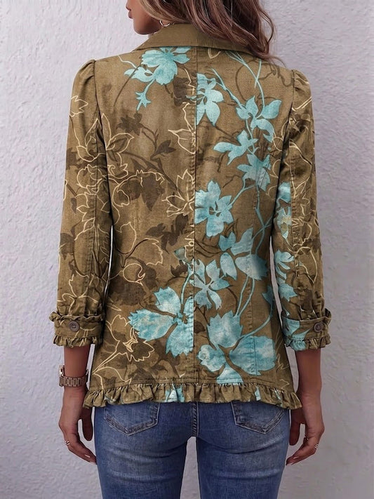 Soledad | Chamarra floral degradada con volantes