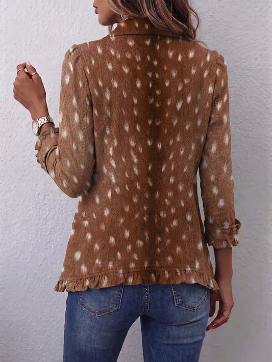 Nicolasa | Chamarra con estampado animal y volantes