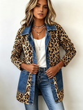 Milagros | Chamarra larga de leopardo con mezclilla
