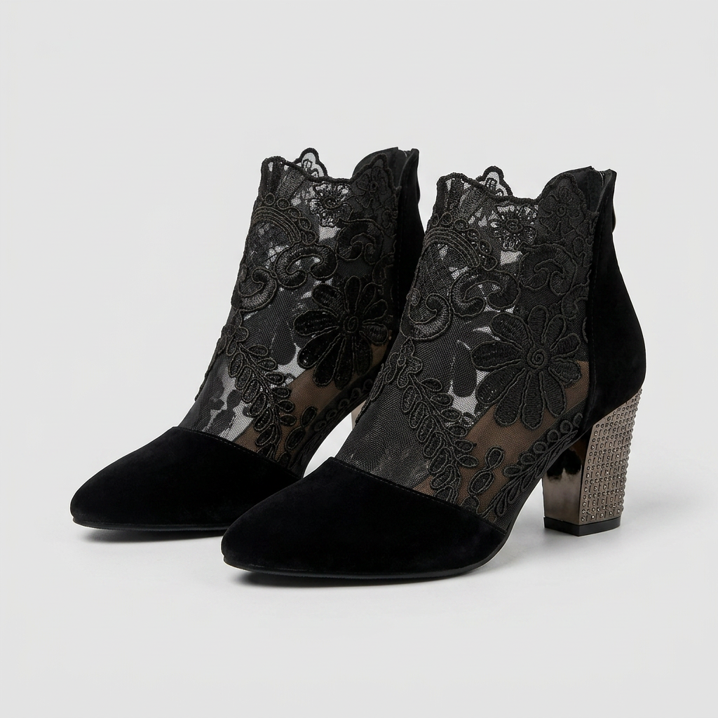 Emma | Tacones blancos con encaje floral