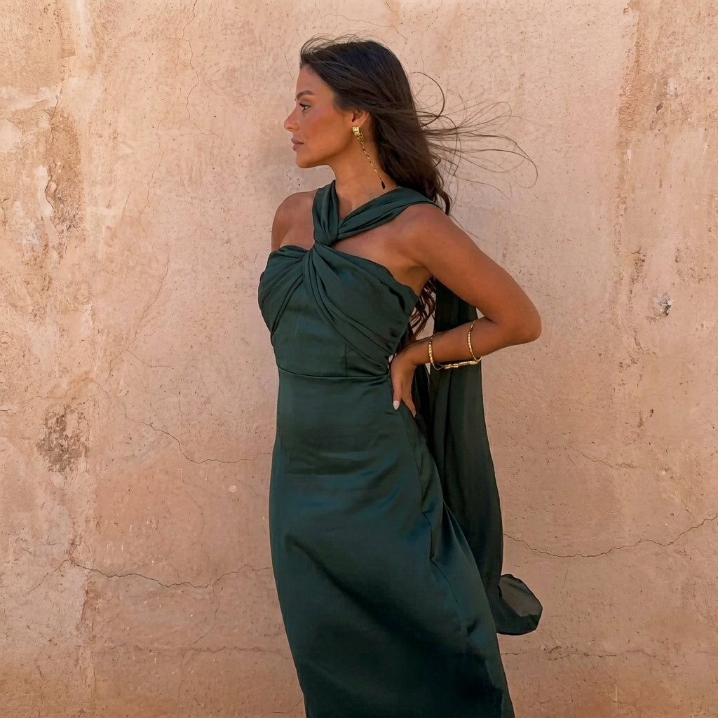 Beatriz | Vestido con escote cruzado asimétrico