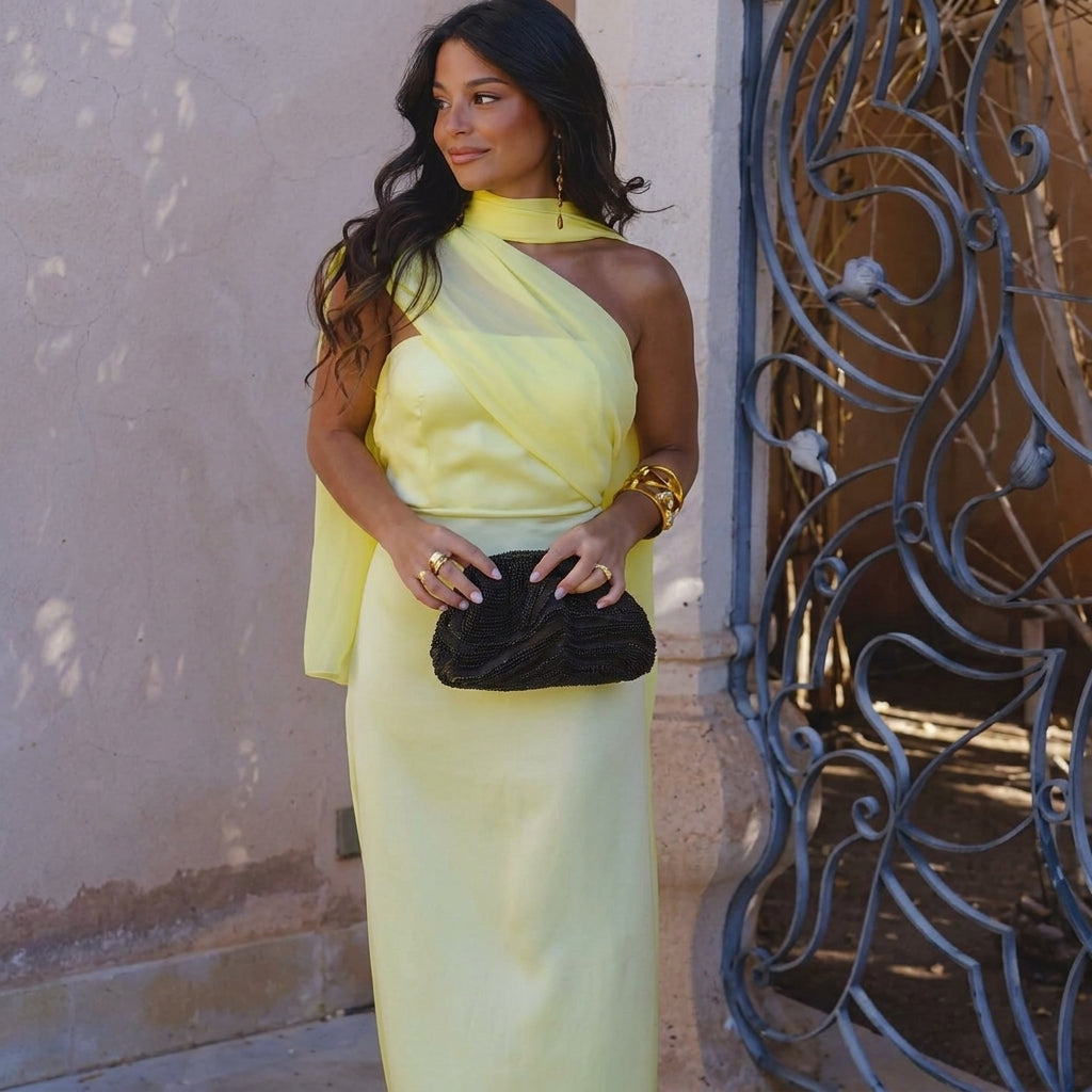 Beatriz | Vestido con escote cruzado asimétrico