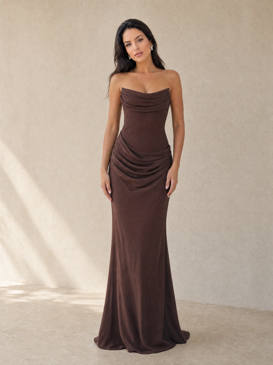 Emilia | Vestido largo drapeado