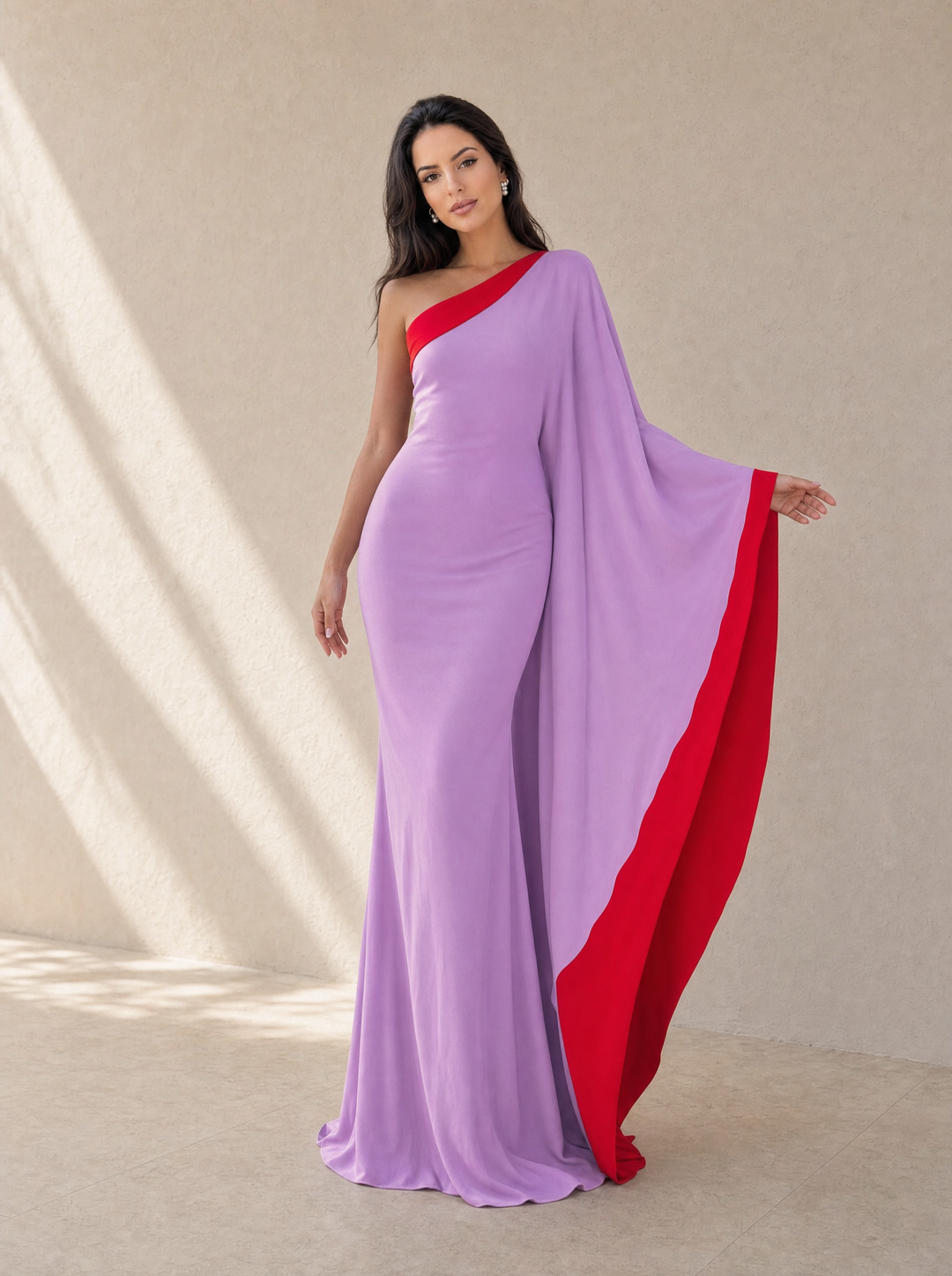 Ivonne | Vestido largo drapeado de un hombro