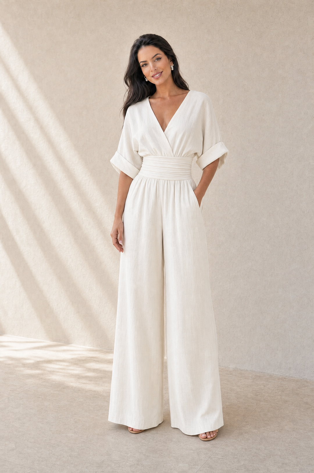 Josefina | Jumpsuit con escote en V y pantalón ancho