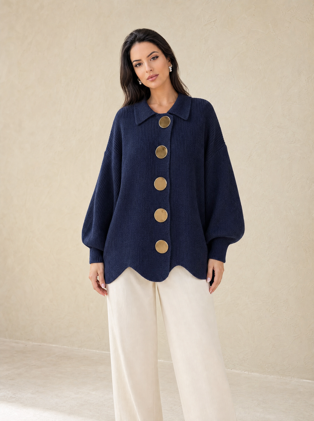 Sara | Cárdigan oversize con botones dorados