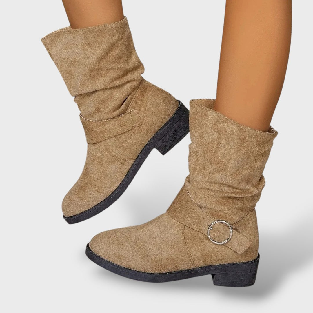 Gala | Botines de gamuza sintético con tacón grueso estilo vaquero