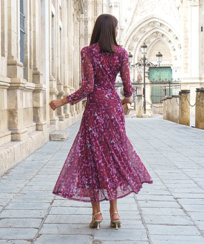 Bettina | Vestido midi de tul estampado